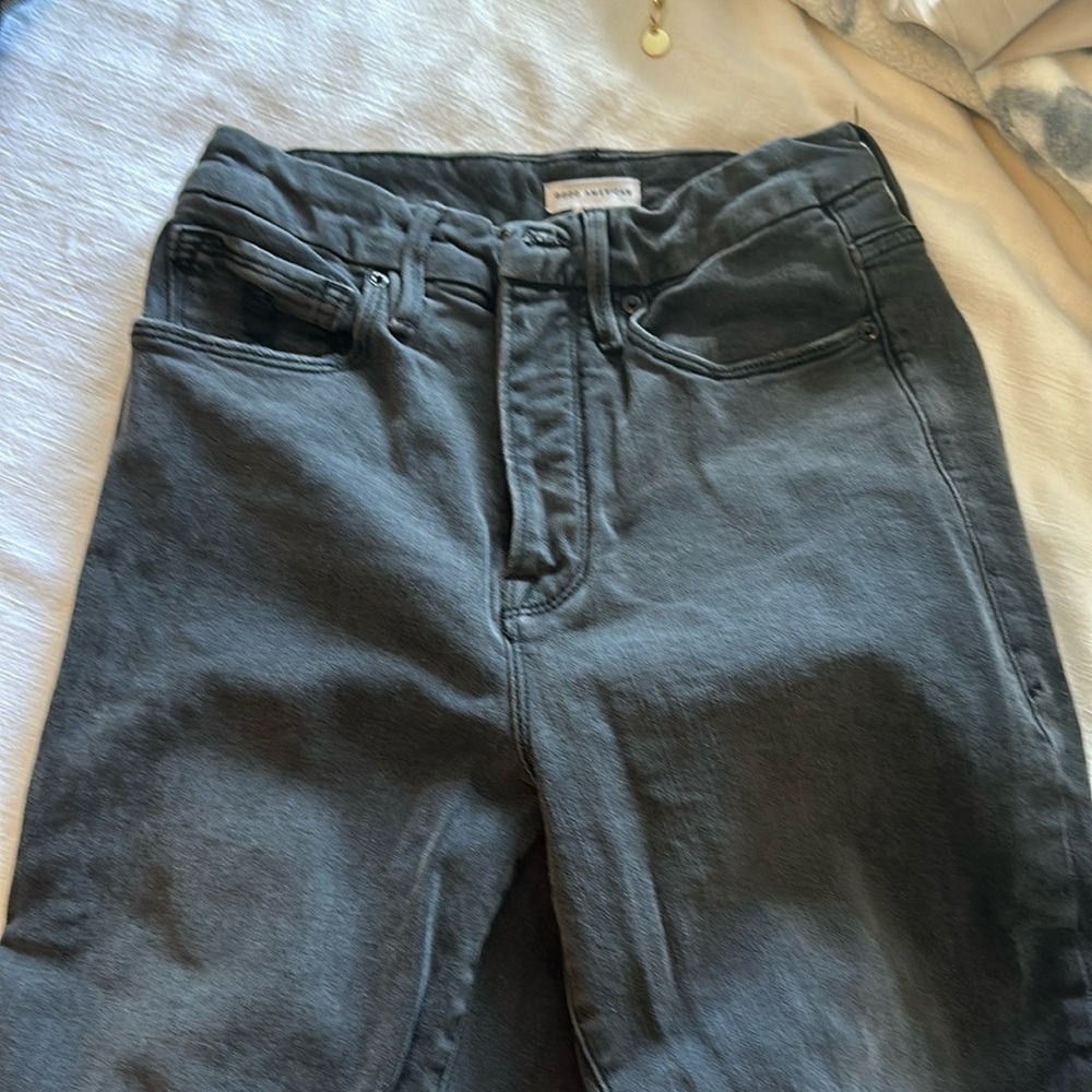 Black frayed Straight Jeans